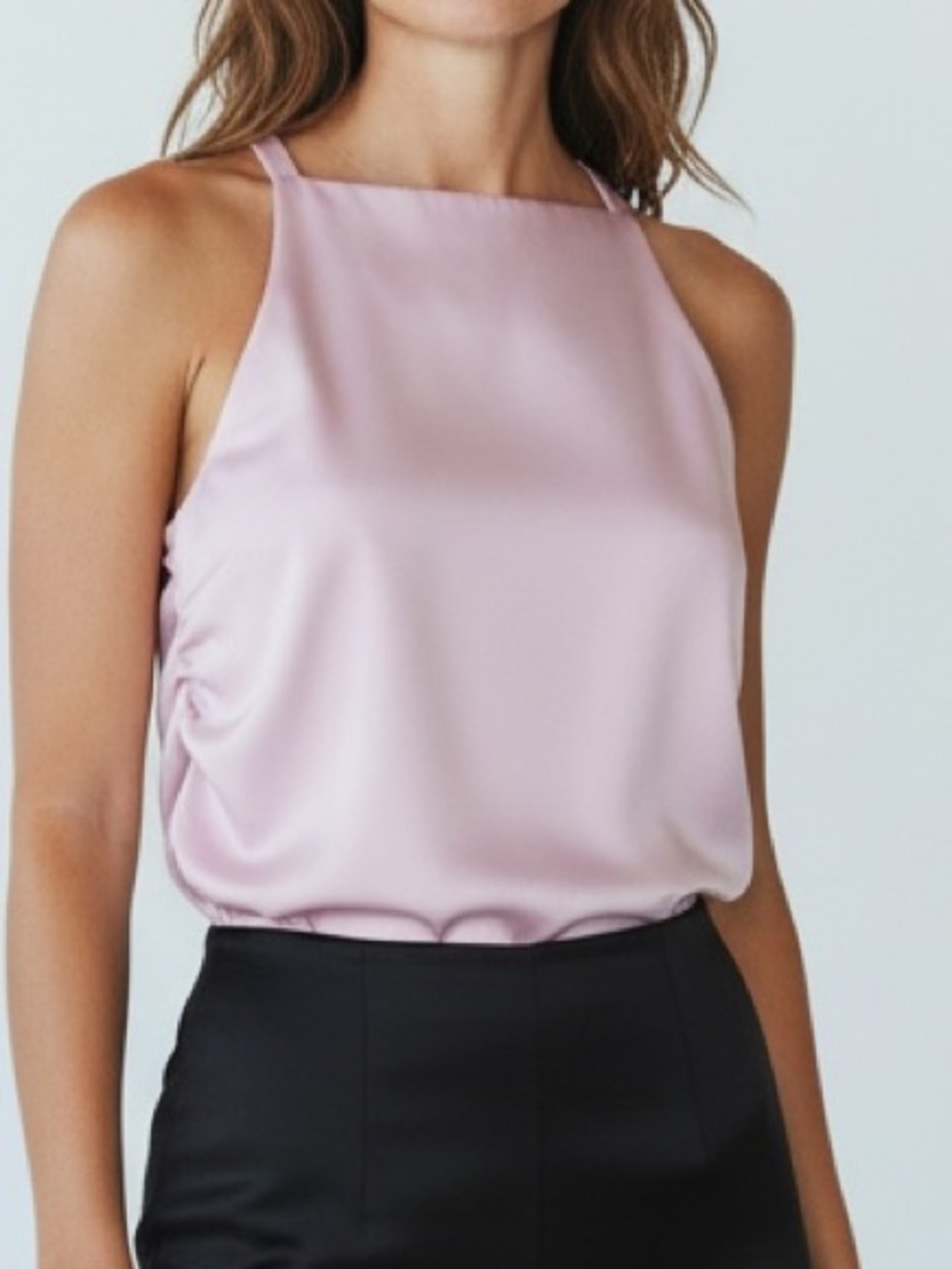 Banana Republic Pink Satin Halter high neck blouse sz L